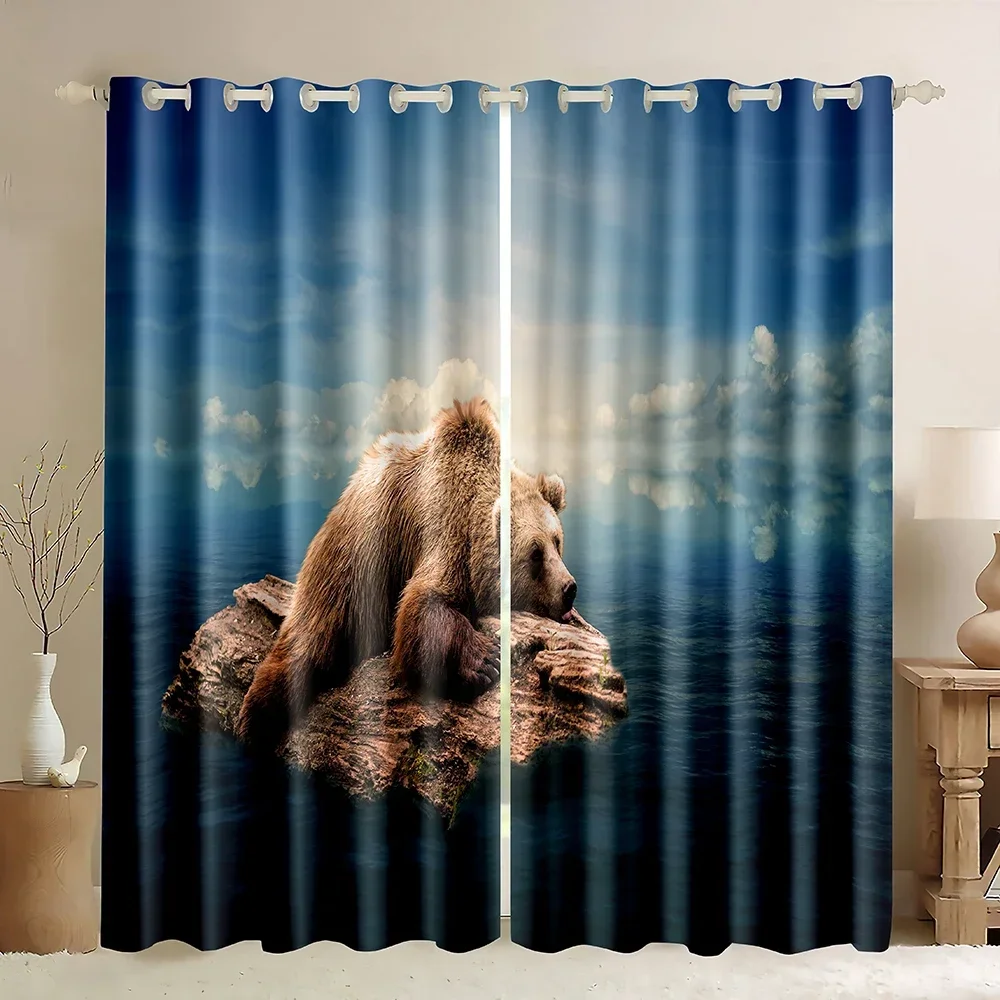 Giant Panda Curtains Animal Window Blackout Curtains,Panda Climbing Tree Pattern,Animals Wildlife Window Draperies for Bedroom