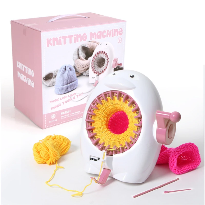 SENTRO 22 Needles Knitting Machine Penguin Shape Stand,DIY Hand Knitting Loom Woven Manual Woven Machine for DIY Scarf/Sock/Hat