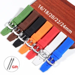 Silicone Strap 16mm 18mm 20mm 22mm 24mm Rubber Watch Band Universal Quick Release Wristband Breathable Bracelet for Man Woman