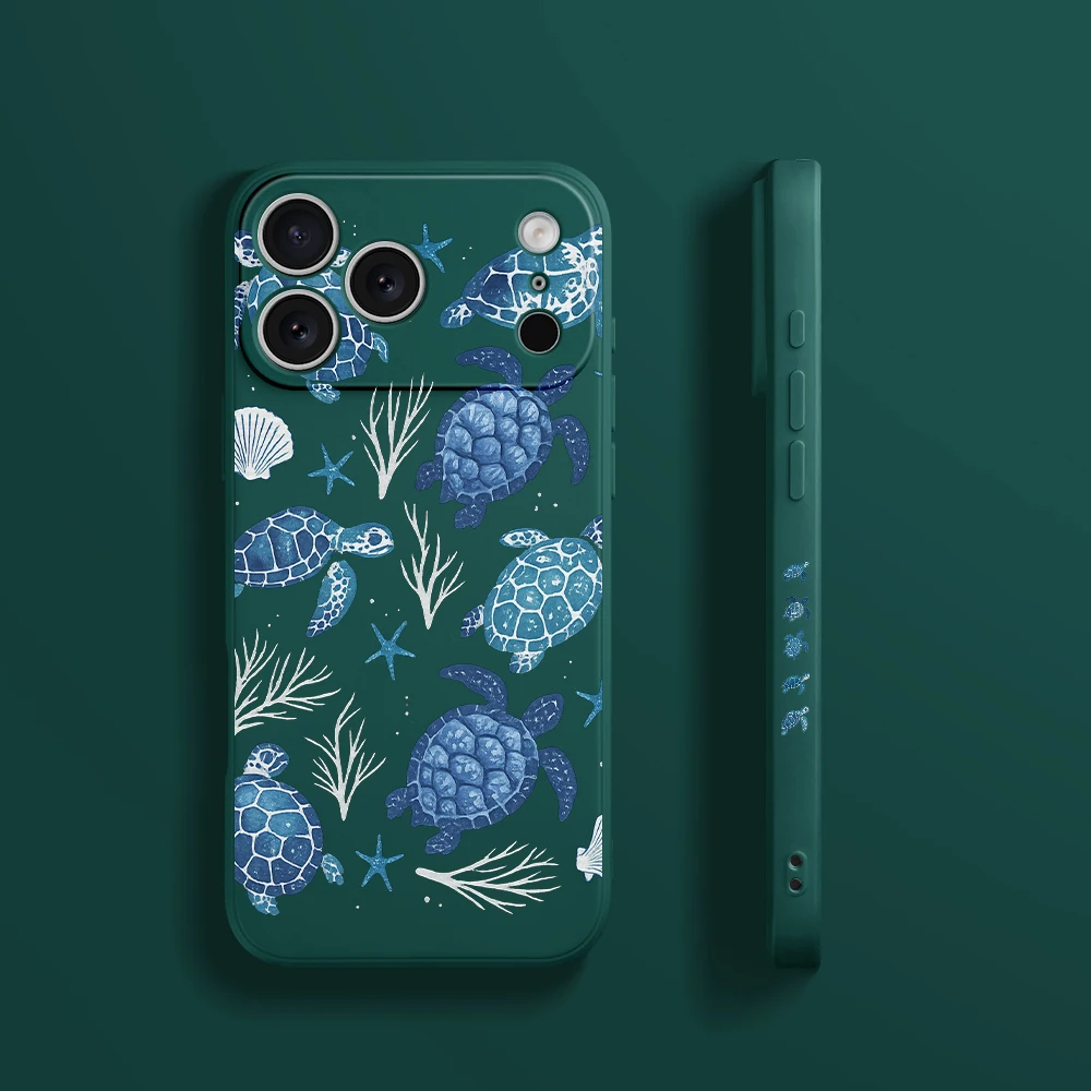 Für iPhone 17 Pro Max 17 Air 16 15 14 13 12 11 Pro Max XS Max7 8 Plus 16e 16 PlusTPU Abdeckung Coque Meeresschildkröte Shell Stil Telefon Fall