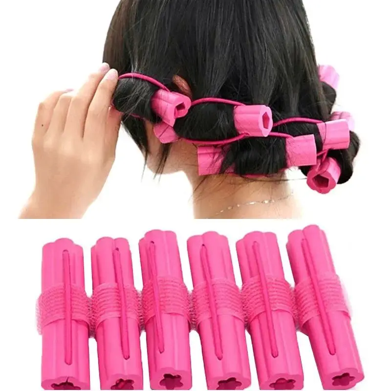 6個入り-スロットヘアカーリングアクセサリー-スポンジヘアローラー-diy編み込み材料パック-ノーブランド登録商標なし