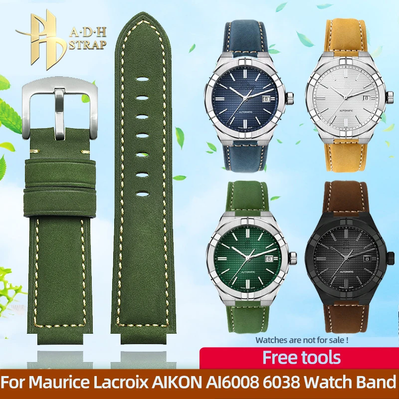 ของแท้นาฬิกาหนังสำหรับ Maurice Lacroix AIKON AI6008 6038สายนาฬิกาข้อมือนูนอินเทอร์เฟซ Frosted Cowhide