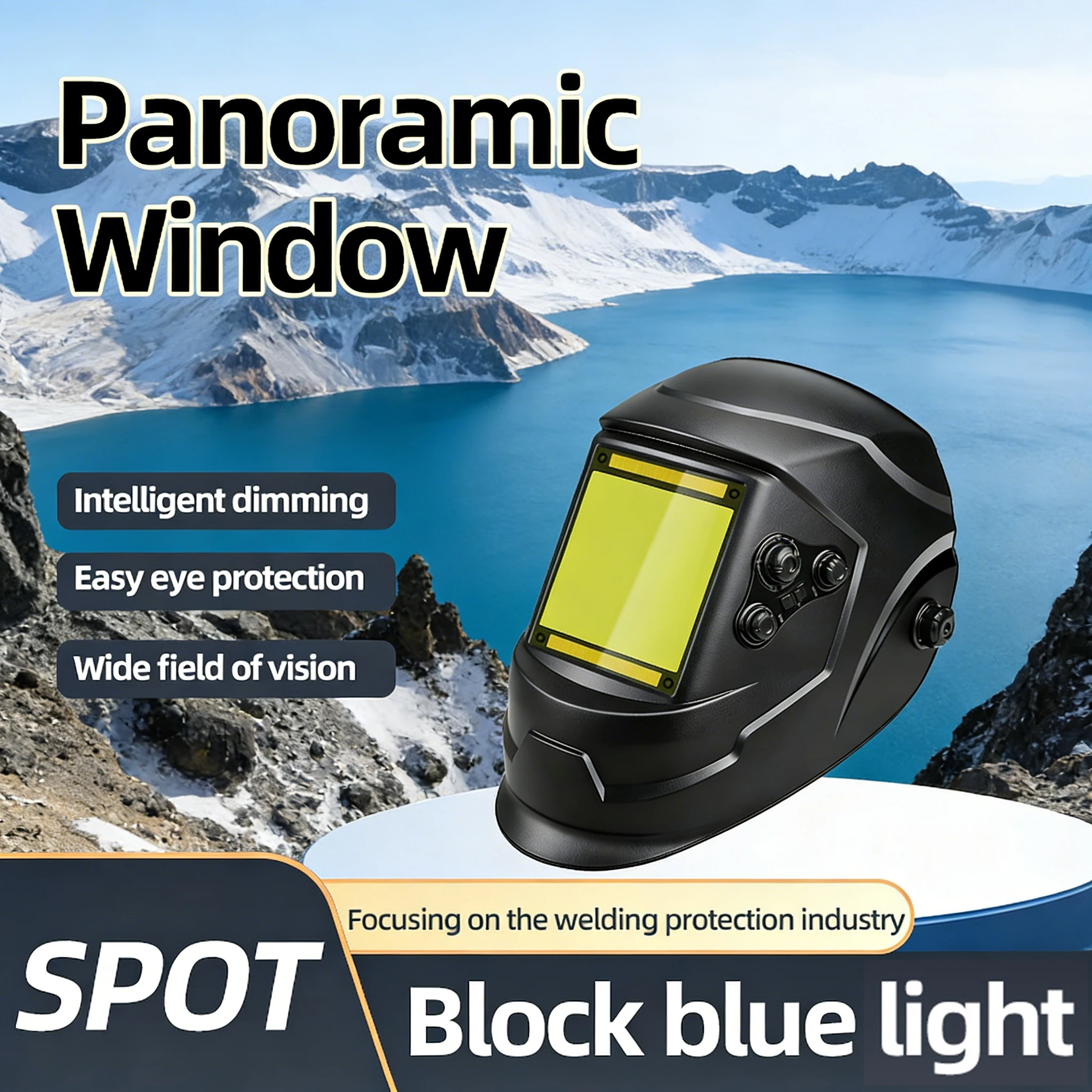 Large Window Electric Welding Helmet Upgraded with Anti-Blue Light And Anti-Spatter Function for Welders