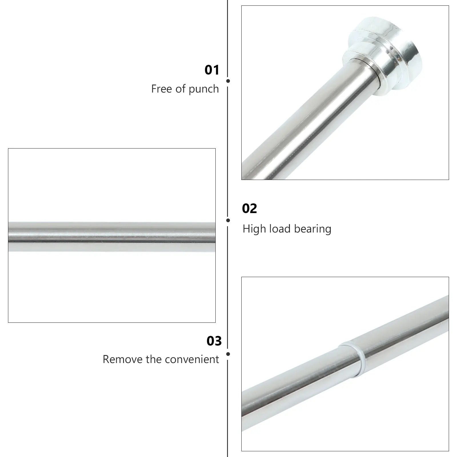 

Retractable Clothes Rail Stainless Steel Telescopic Rod for Shower Curtain and Door Curtain Easy to Use Stainless Steel Pole