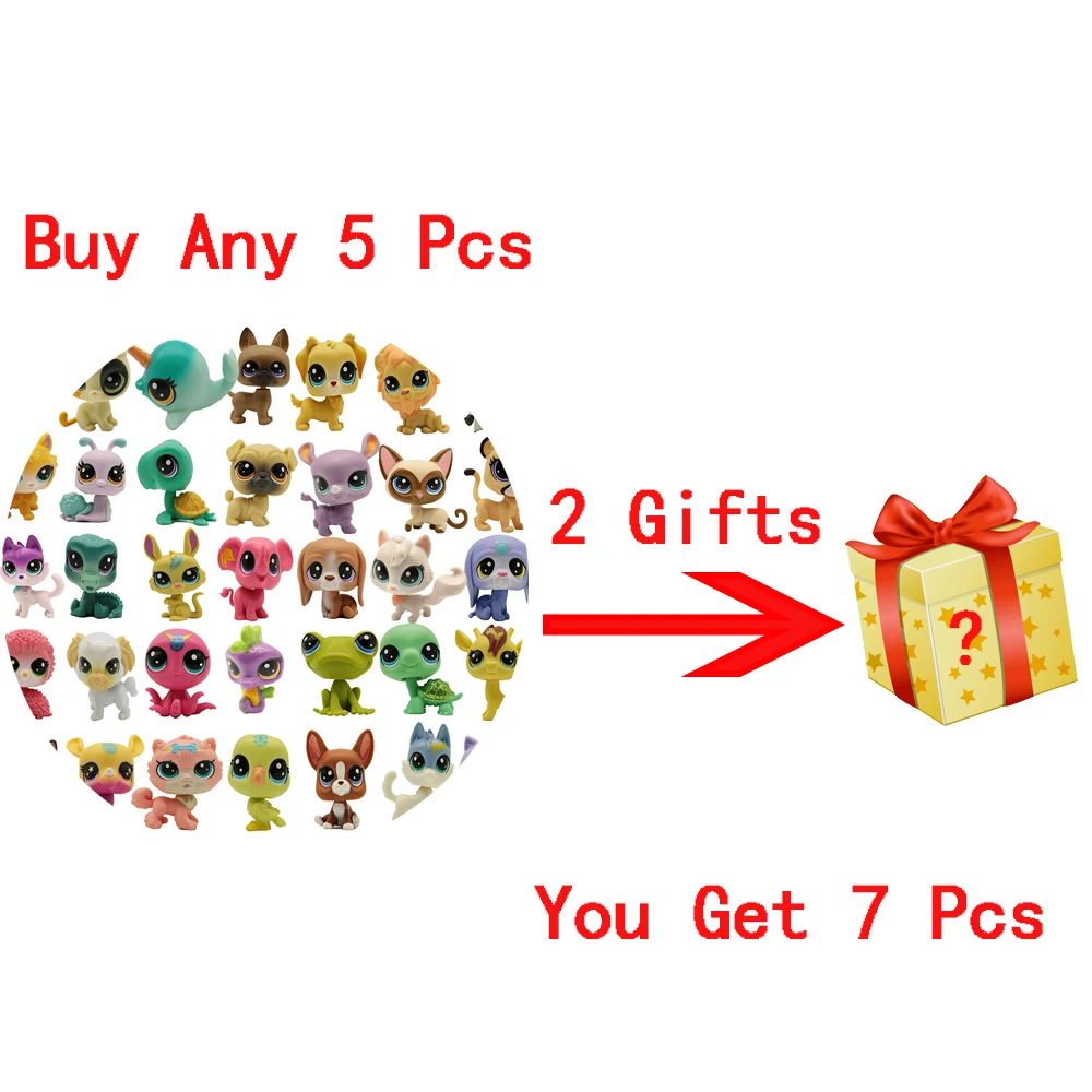 Buy 5 Get 2 Gifts 4-5 cm Loose Old Pet Shop Toys Cat Puppy Kitten Figure Mini Toy Figures Classic Little Pet Toys