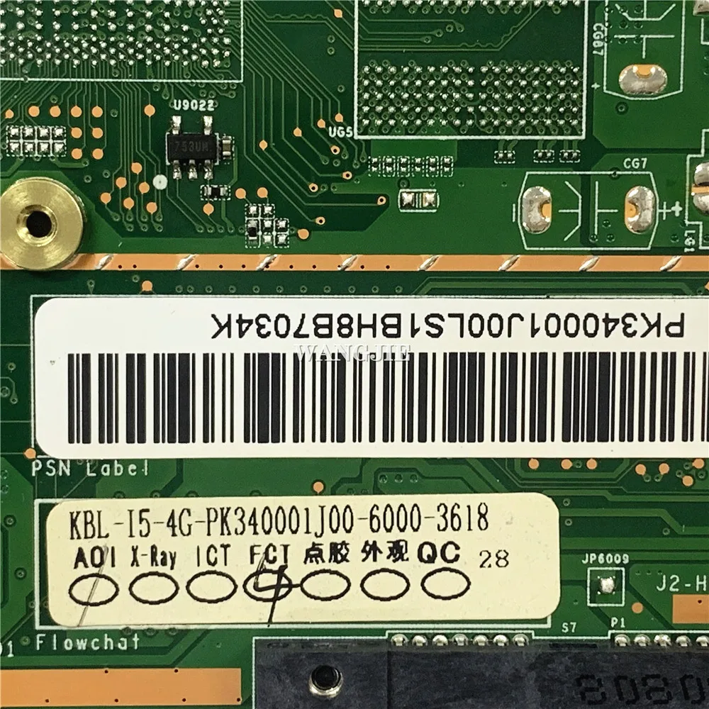 Placa-mãe laptop remodelado para Lenovo IdeaPad, IdeaPad 330S-15IKB, 5B20R07295, 5B20S71219, SR3LA, I5-8250U CPU, 4GB RAM, 100% de trabalho