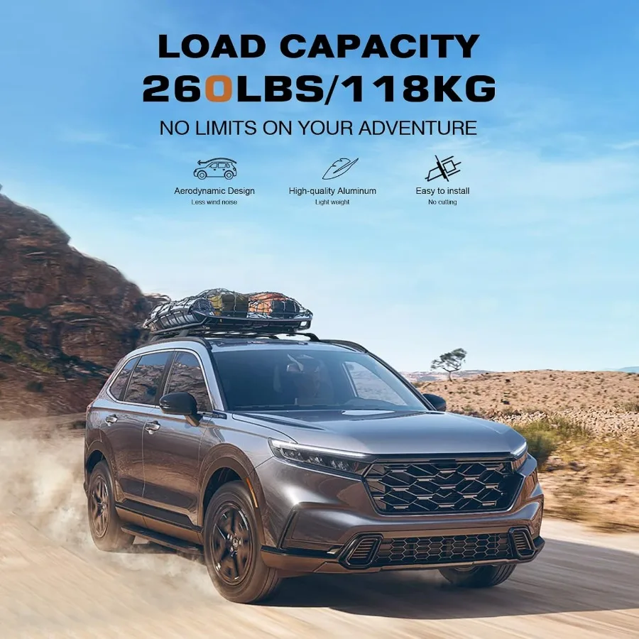 قضبان متقاطعة لرف السقف 260 رطل مناسبة لـ 2023 2024 2025 2026 Honda CR-V CRV & CRV Sport Hybrid، كروس ألومنيوم معدني عالي التحمل بالكامل #4