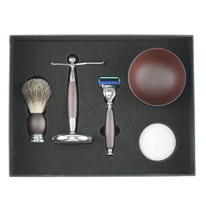 Vintage Style Men's Razor Set Safety Double Sided Manual Razor, Beard Beauty Set Brush Barber Shop Accessories