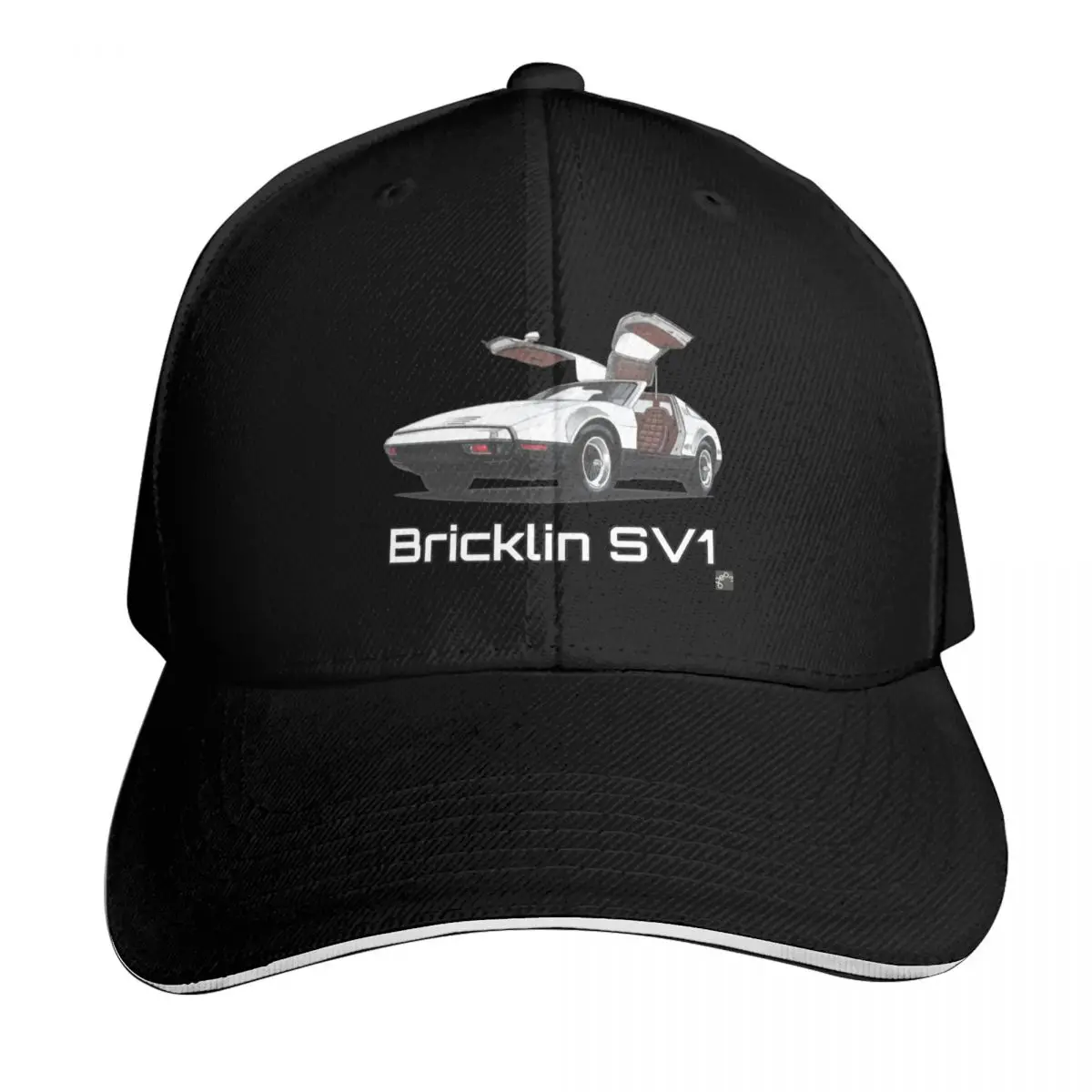 Geo3Doodles Bricklin SV1 (Text) Doodle Baseball Cap Moisture Wicking Quick Dry Curved Brim Classic Fit Low Profile Unstructured