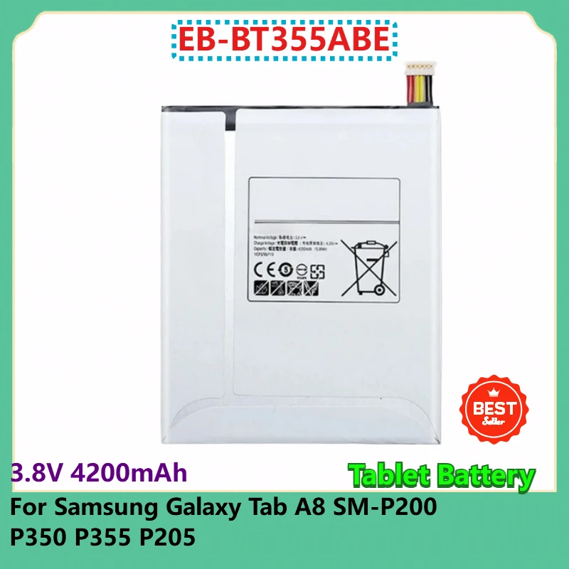 

EB-BT355ABE Сменный аккумулятор для планшета 3,8 В 4200 мАч для Samsung Galaxy Tab A8 SM-P200 P350 P355 P205