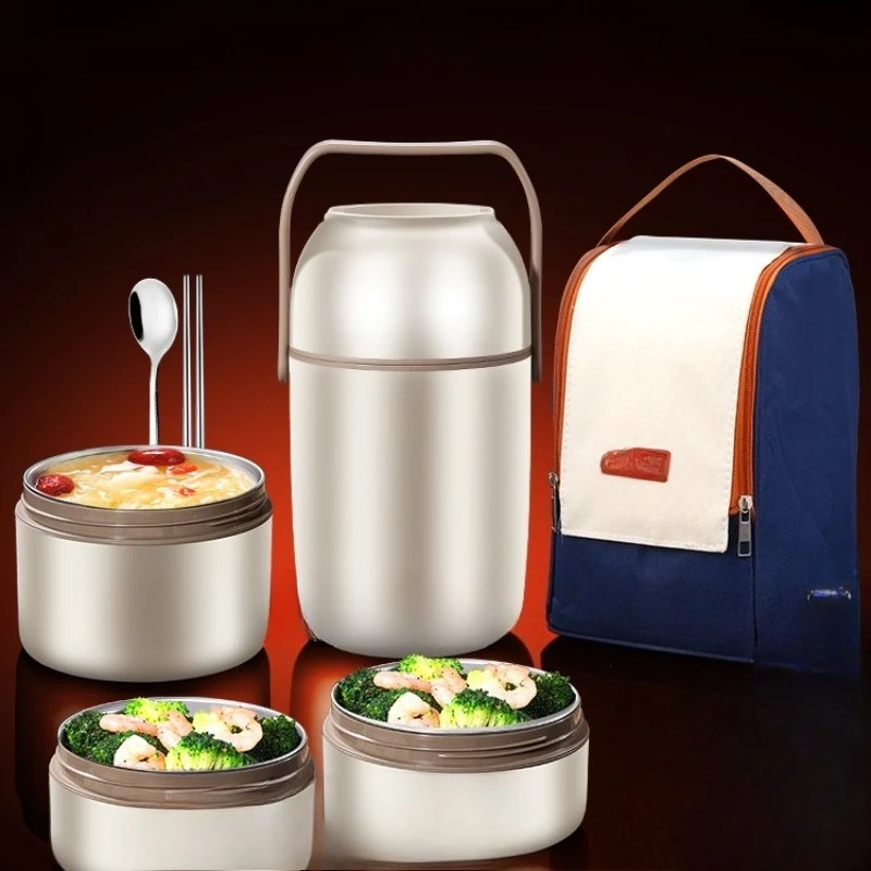 316 stainless steel thermal insulation lunch box office worker bento box three layers separated 304 student lunch box can be hea