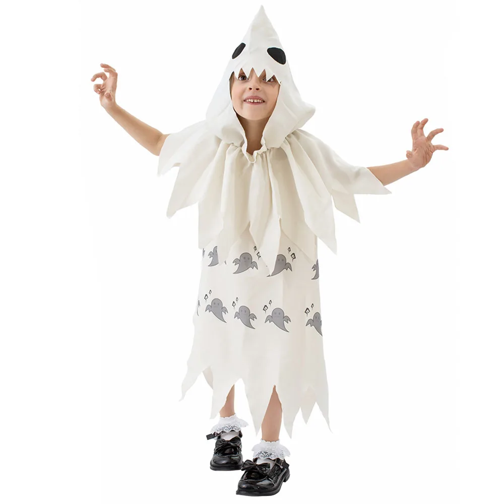 

White Hooded Robe Little Ghost Costume Enfant Scary Carnival Fancy Dress Up Toddler Niño Glow The Dark Ghosts Costumes