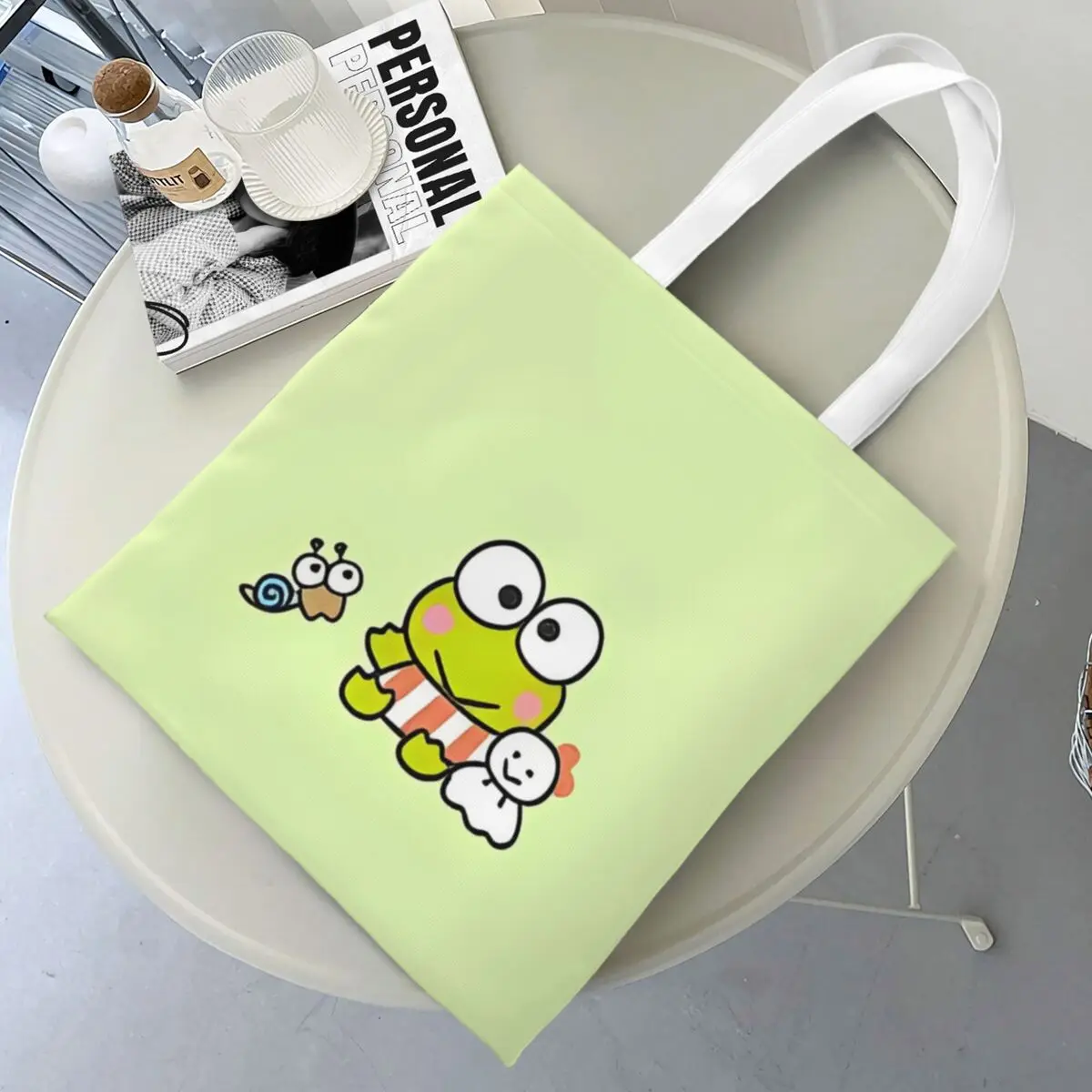 

Холщовая большая сумка Keroppi Frog, модная сумка для покупок большой вместимости для женщин, студенческие сумки