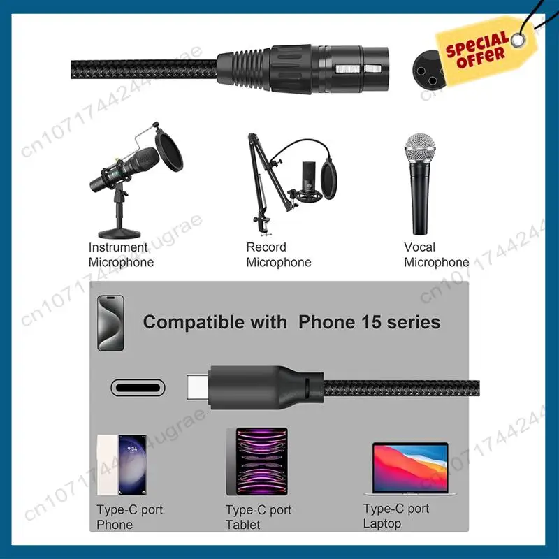 -A15I XLR To USB C USB C To XLR For Phone To Microphone XLR To USB Cable For Tablet, Laptop And Other Type C Device(6FT)