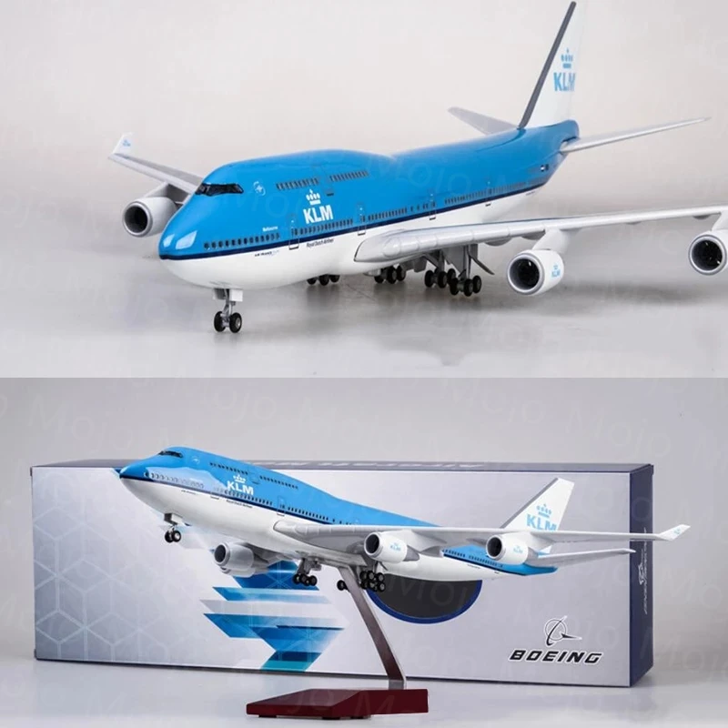 Imagem -03 - Klm Royal Airlines Boeing B747 Modelo de Avião com Luz Led Avião Diecast para Coleção Escala 1:150 47cm