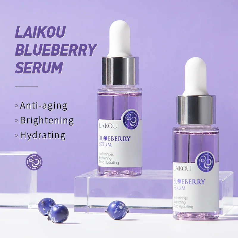 LAIKOU 17ml Hyaluronic Acid Facial Serum Nourishing Moisturizing Brightening Essence Blueberry Hydration Skin Care Serums