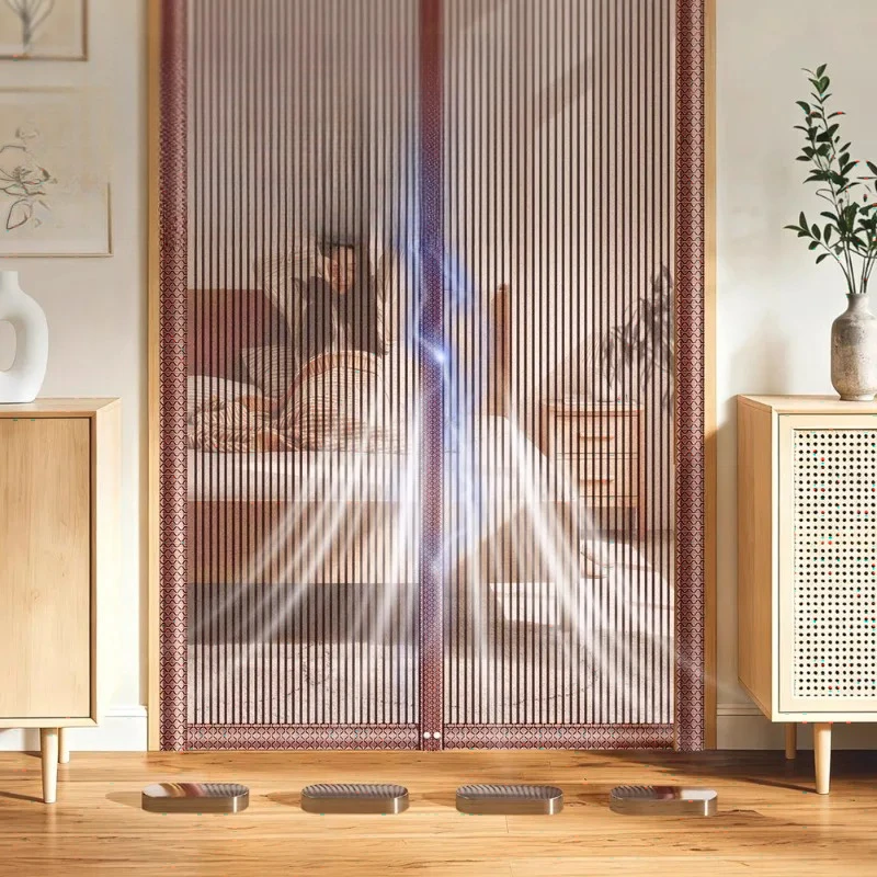 Factory Direct 2026 New high-grade anti-mosquito door glass fiber mesh full magnetic strip yarn curtain self-adhesive door