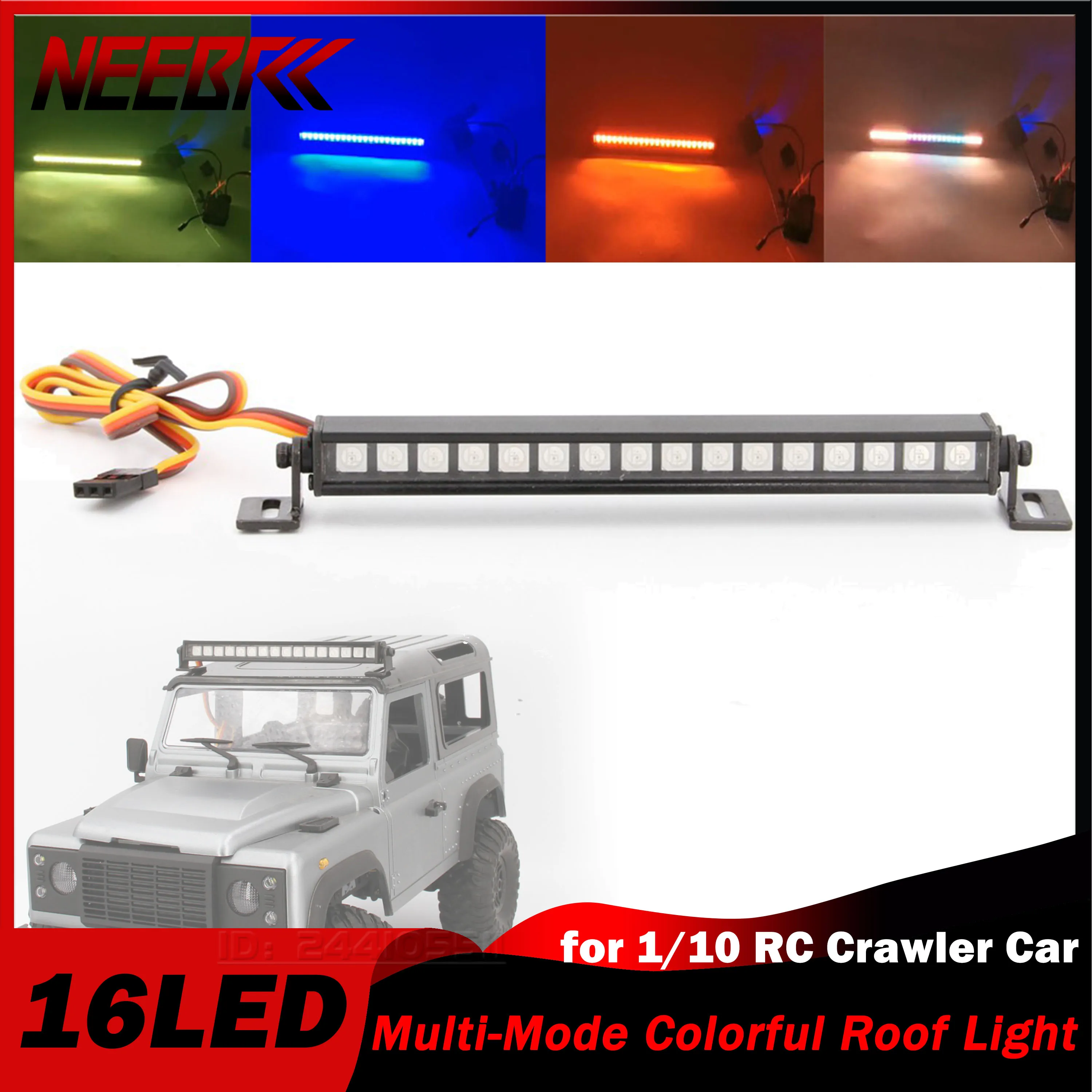 16LED 1/10 RC Crawler Car Metal Multi-Mode Colorful Roof Lamp Light Bar for Axial SCX10 90046 D90 Traxxas TRX-4 Upgrade Parts