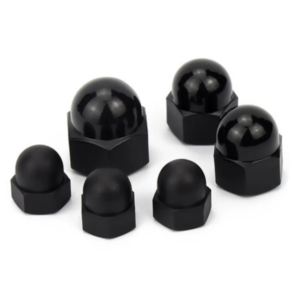 10/50Pcs M3 M4 M5 M6 M8 M10 Nylon Hex Caps Cover Nuts Black Acorn Dome Cap Nuts for Protecting Hexagon Screws Bolts Cap Cover
