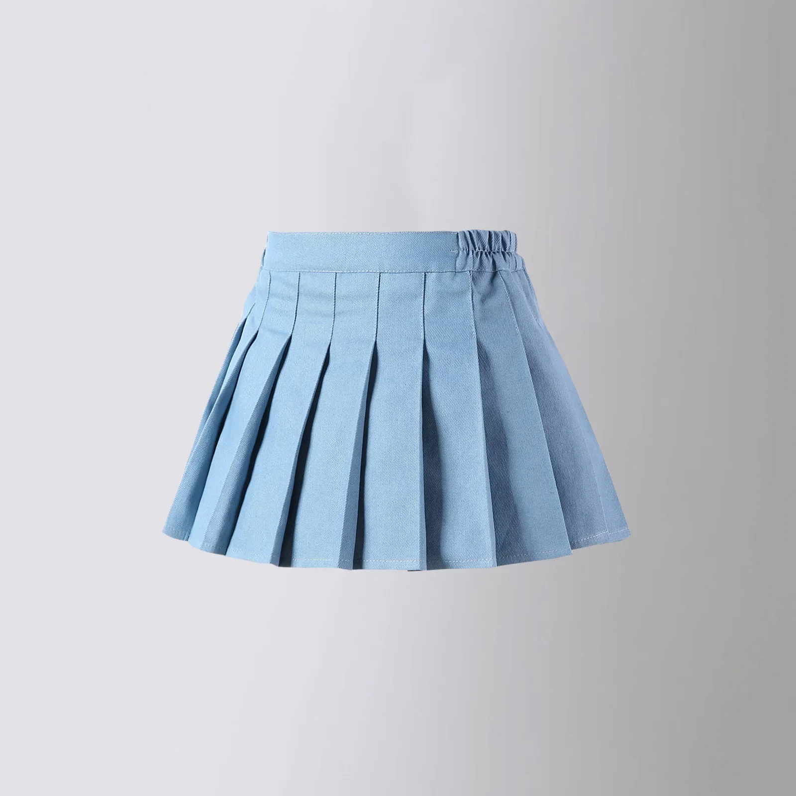 Girls Denim Pleated Skirt 2026 New Blue Fashion All-match School Teen Children Short Skirt Casual Kids A-line Skirt with Shorts