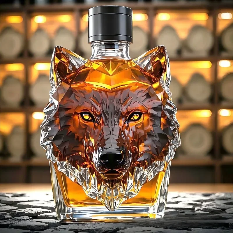 High Borosilicate Glass Wolf Head Liquor Bottle Creative Shaped Decanter Special Wine Vessel for Whiskey Vodka Stylish Barware - view 4