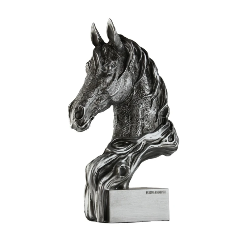 Europe Regional Feature Metal Horse Head Pewter Animal Sculpture Metal Crafts Home Decoration