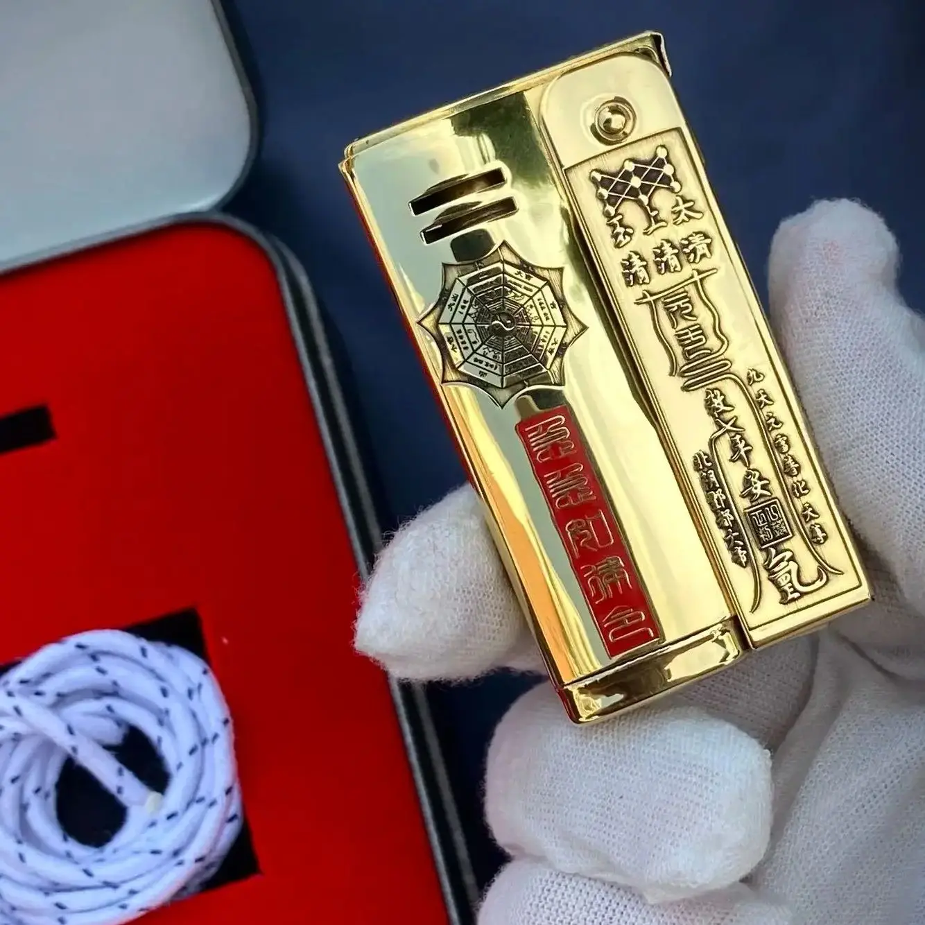 

Classic IMCO 6800 Gift Set Lighter Brass Material Oil Cigarette Lighter Safe and Healthy Talisman Flint Wicks Brush Accessories