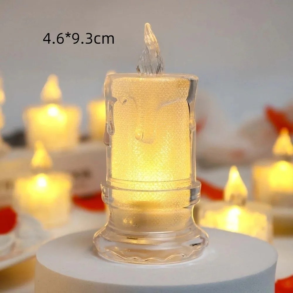 عيد الميلاد شمعة إلكترونية ضوء عديمة اللهب الزخرفية الدافئة متوهجة الشموع شفافة صغيرة مقلد عديمة اللهب الشموع