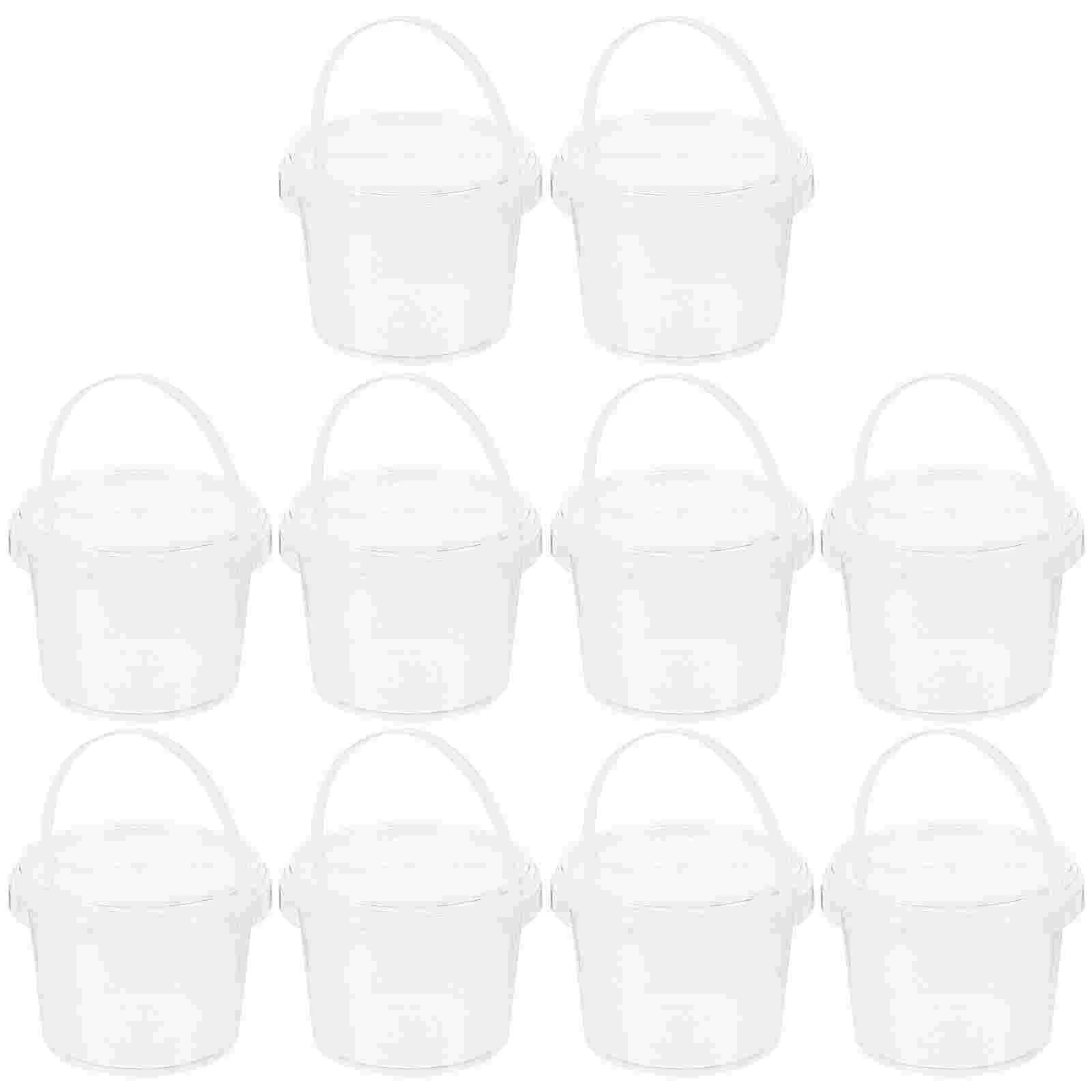 

10 Pcs Transparent Small Barrel Empty Storage Buckets Portable Grains Round Kitchen Food Straw Dispenser