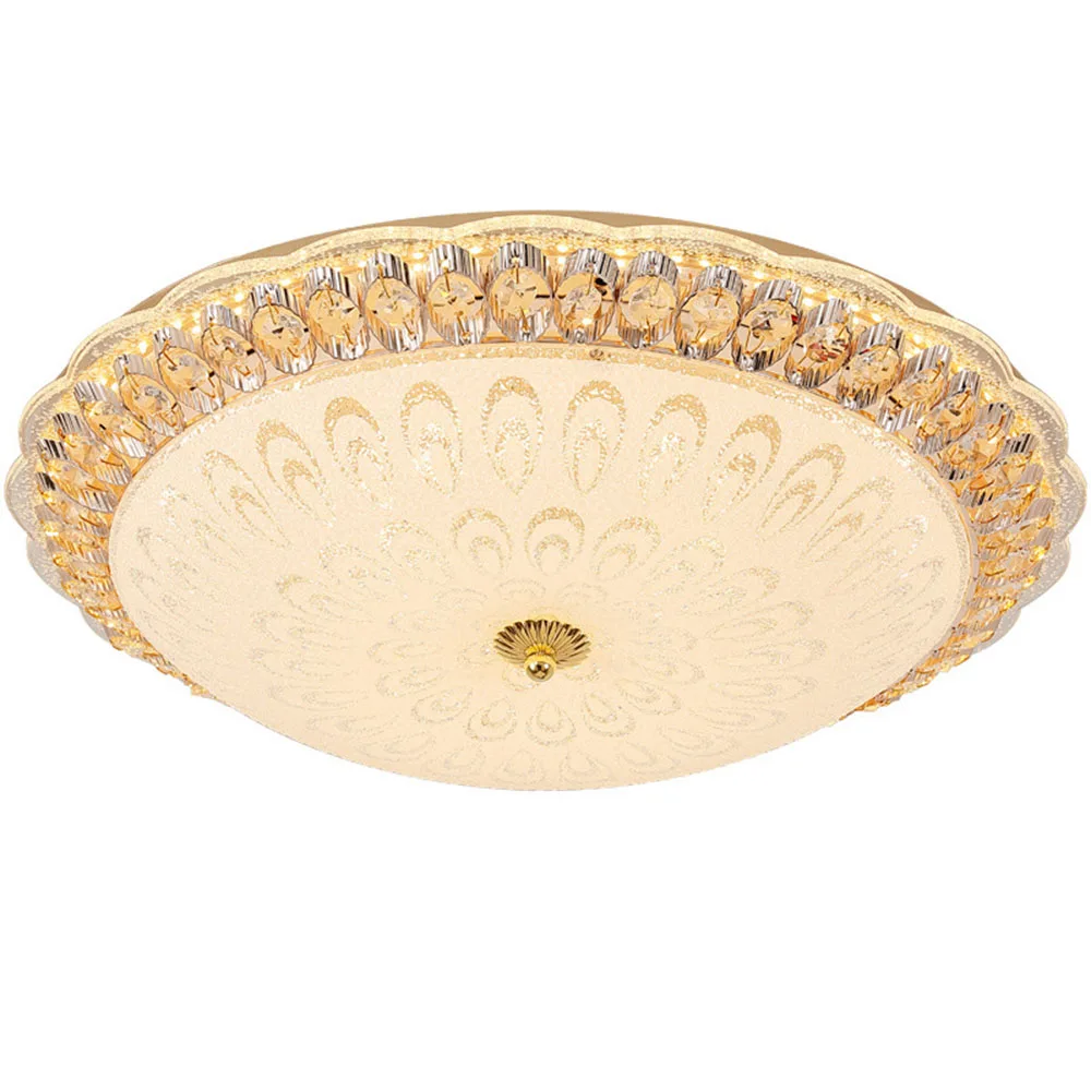 

LED Bedroom Ceiling Lights Modern Golden Round Crystal Living Room Ceiling Lamp Study Rom Painting Glass Ceiling Lights
