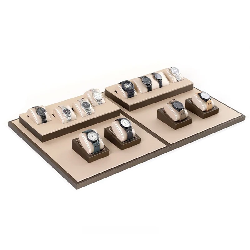 

Luxury Watch Display Rack Live-streaming Watch Display Stand Window Counter Watches Storage Tray Leather Jewelry Organizer Stand