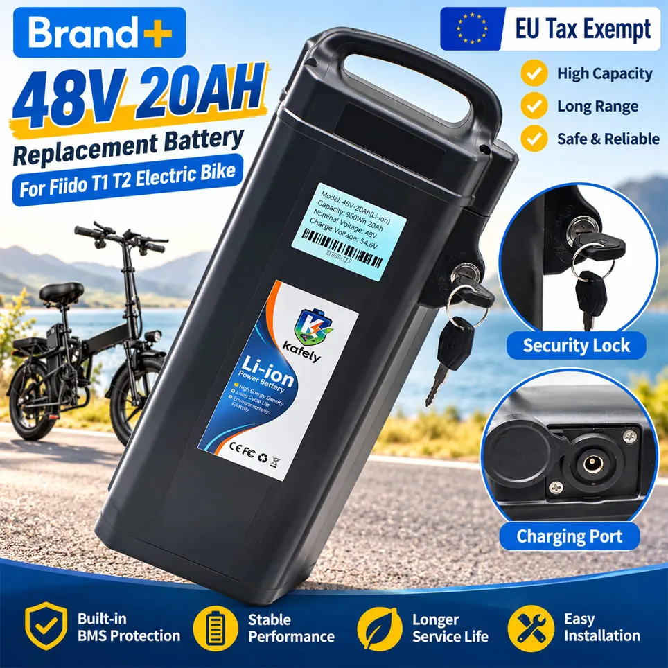 Batteria di ricambio da 48V 20Ah per e-bike, compatibile con i modelli Fiido T1 e T2, motore da 1000W, batteria al litio per biciclette elettriche. Spedizione dai magazzini situati in paesi dell'UE.