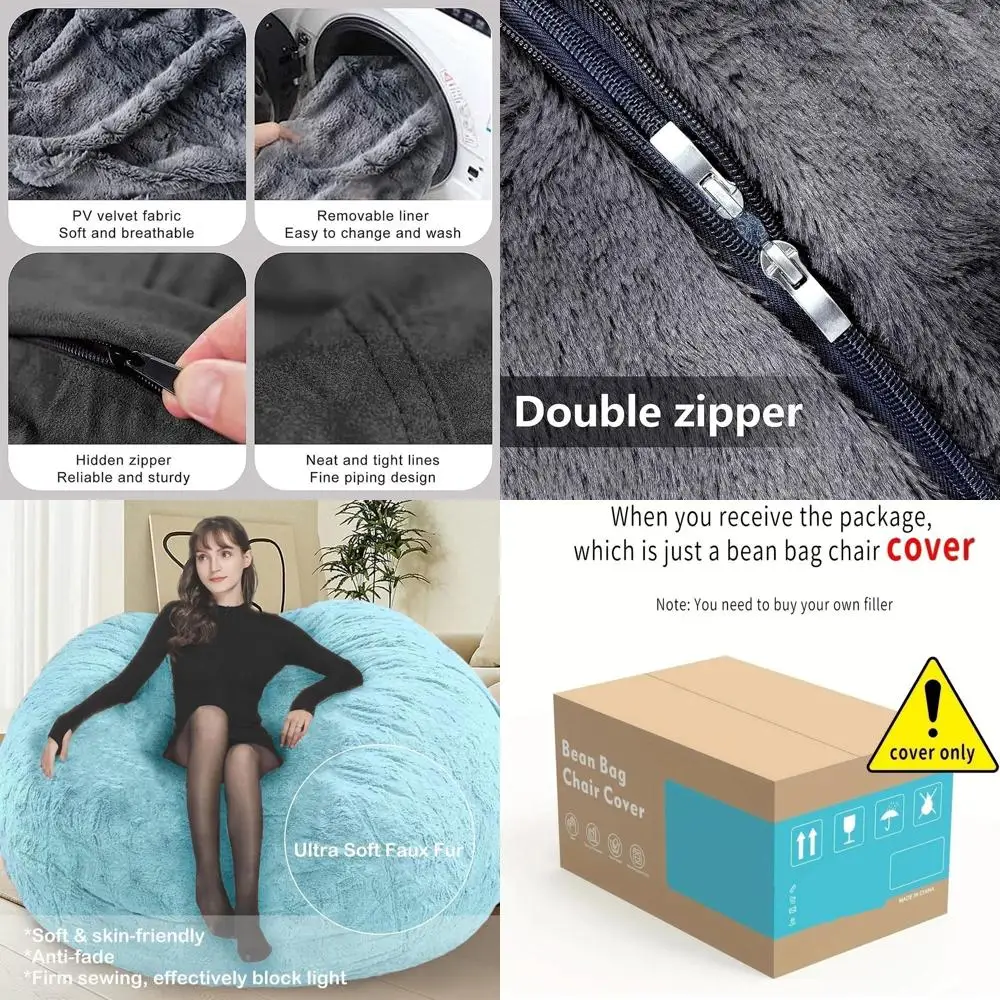 

Чехол для гигантского кресла-мешка - удобный круглый диван для отдыха для взрослых и детей