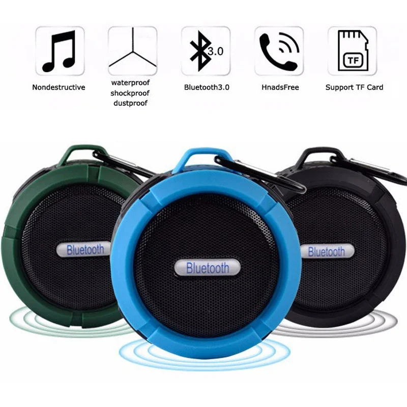 #C6 Bluetooth-compatible Speaker Big Suction Cup Bluetooth Stereo Outdoor Sports Mini Support TF Subwoofer Portable Waterproof