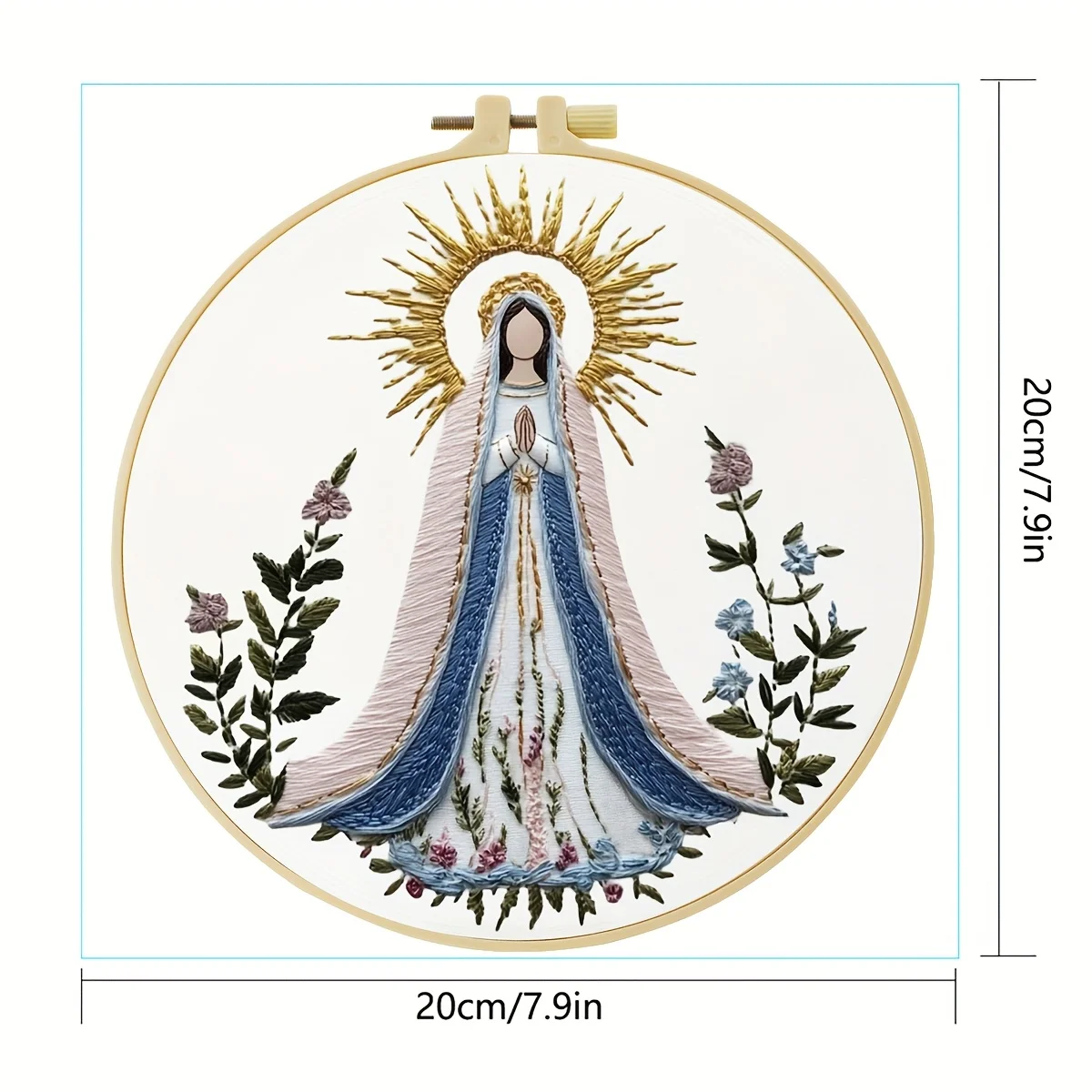 Holy Mother DIY Embroidery Kit, with Pattern Cotton Threads Needles Hoop Handmade Embroidery Kit