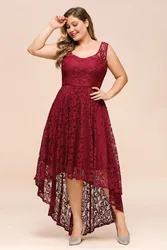 MisShow S-4XL Plus Size High Low Boho Women Dresses Sexy Hollow out Lace Bohemian Midi Oversized Female Dress for Casual Party