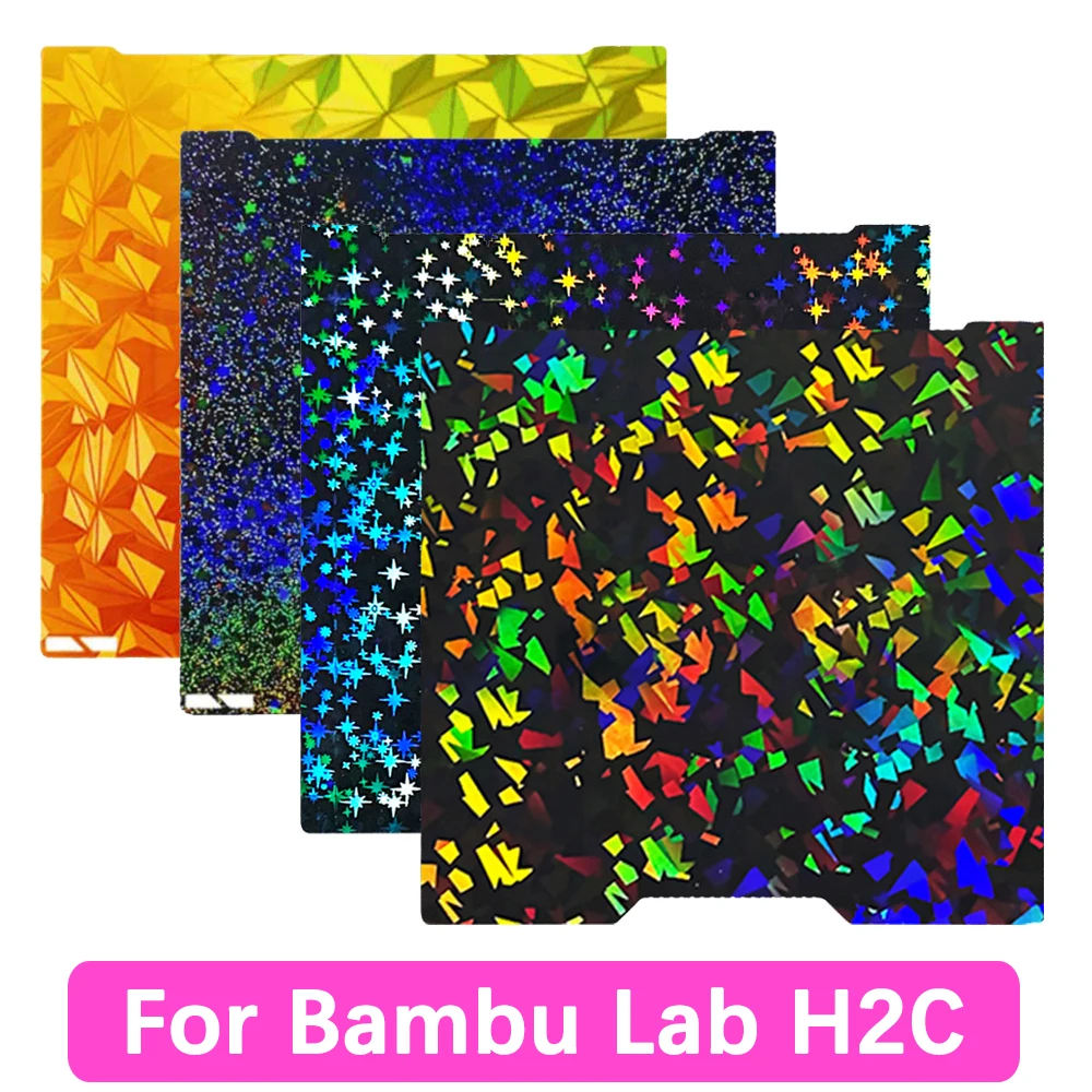 

H2C Наборная пластина 335x325 мм PEO PET PEY Двусторонняя печать PEI Спрей Магнитная пружинная стальная пленка для 3D-принтера Bambu Lab H2C