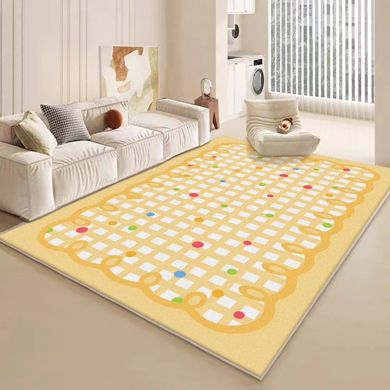 

Yellow Living Room Carpet Large Size Bedroom Bedside Floor Mat Soft Fluffy Rug Girl Cute Sweet Carpets Home Decoration Rugs