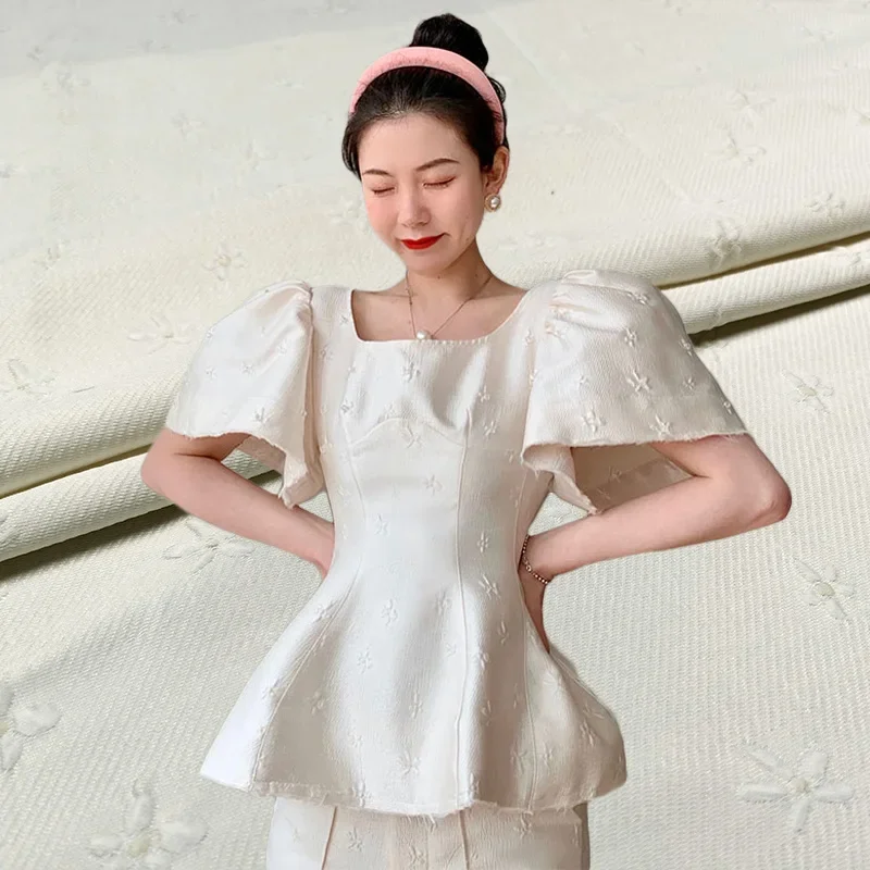 

Yarn-dyed Jacquard Fabric Black and White Three-dimensional Dark Pattern Material Clothing Suit Fabrics Diy Sew Cloth by Meter