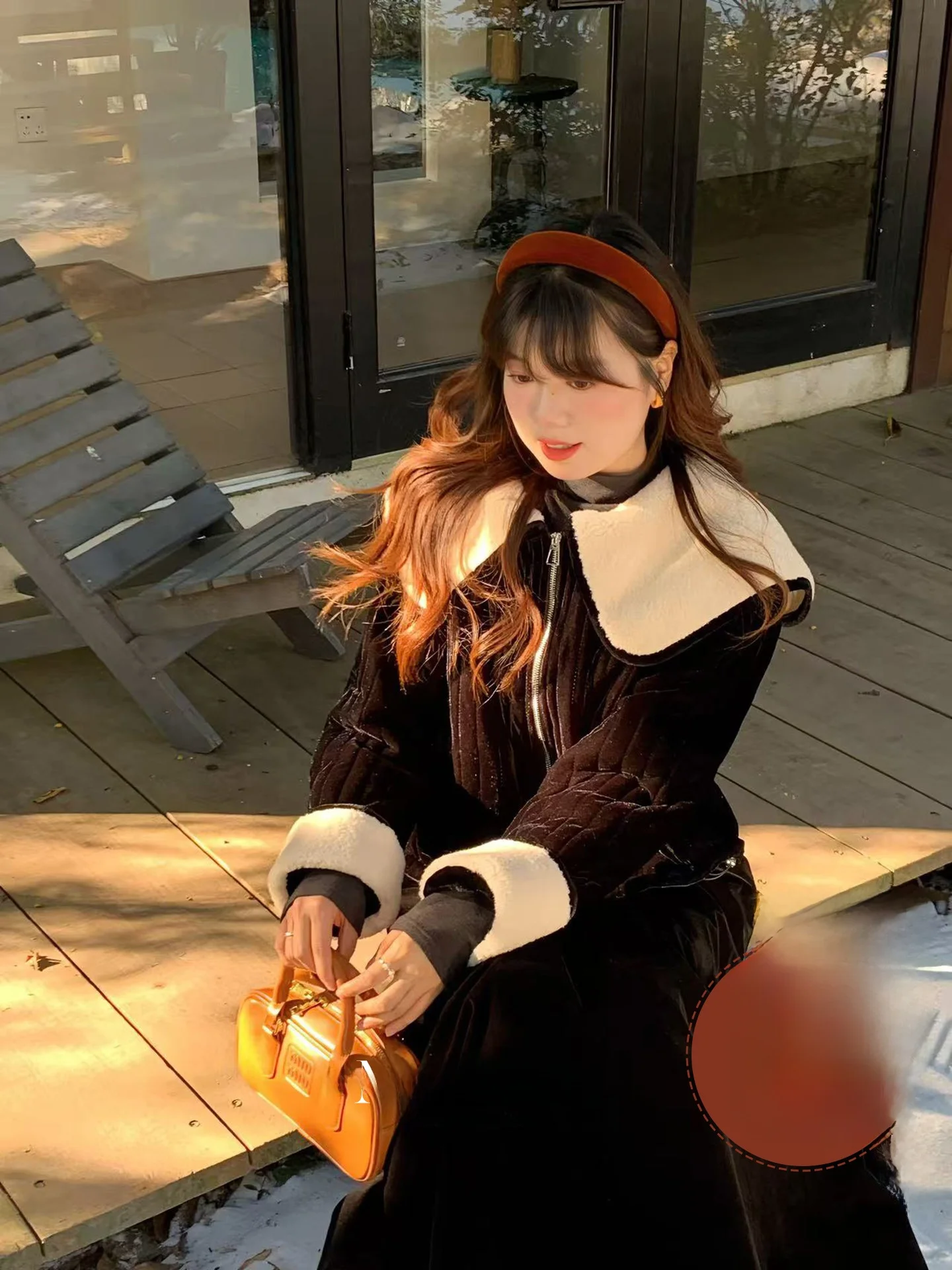 

plus Size Velvet Cotton Jaet Set Zipper Long Sve Straight Leg Pure Color Big Size Fat Mm Snow Top Mocha Faionable plus...