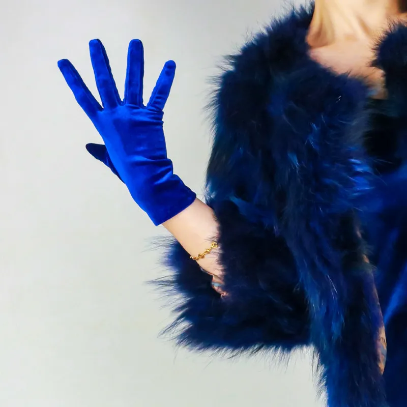 70 cm lange Samthandschuhe für Damen, elastischer Velours, Flanell, hautfreundlich, thermisch, elegante Armstulpen, sexy Vintage-Mode, 1920er Abendmode – Detail 11