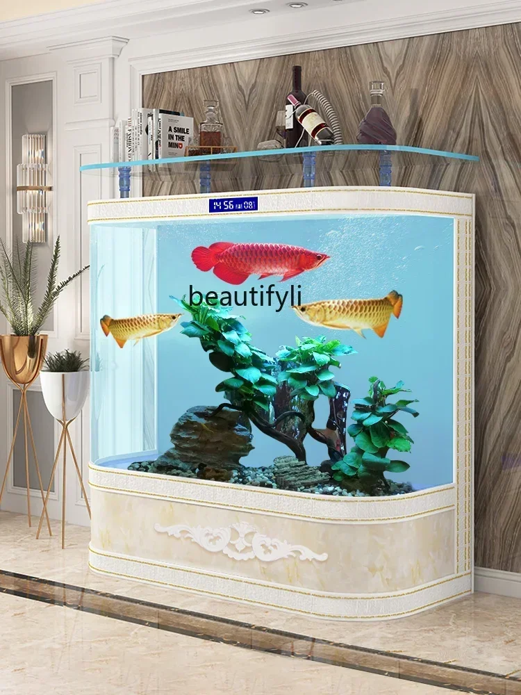 

Fish Tank Living Room Home Floor Super White Glass Change Water round Large European Fish Globe