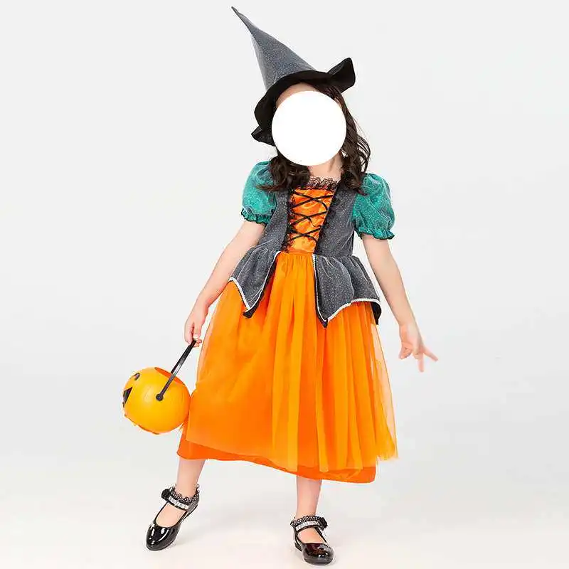 

Halloween Children's Costume Masquerade Ball Pumpkin Design Traditional Chinese Stage Performance Clothing Autumn 2026