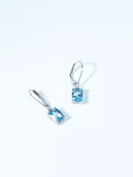 Blue Topaz Earrings 6*8mm Clip Earring for Woman Elegant Woman's Earring
