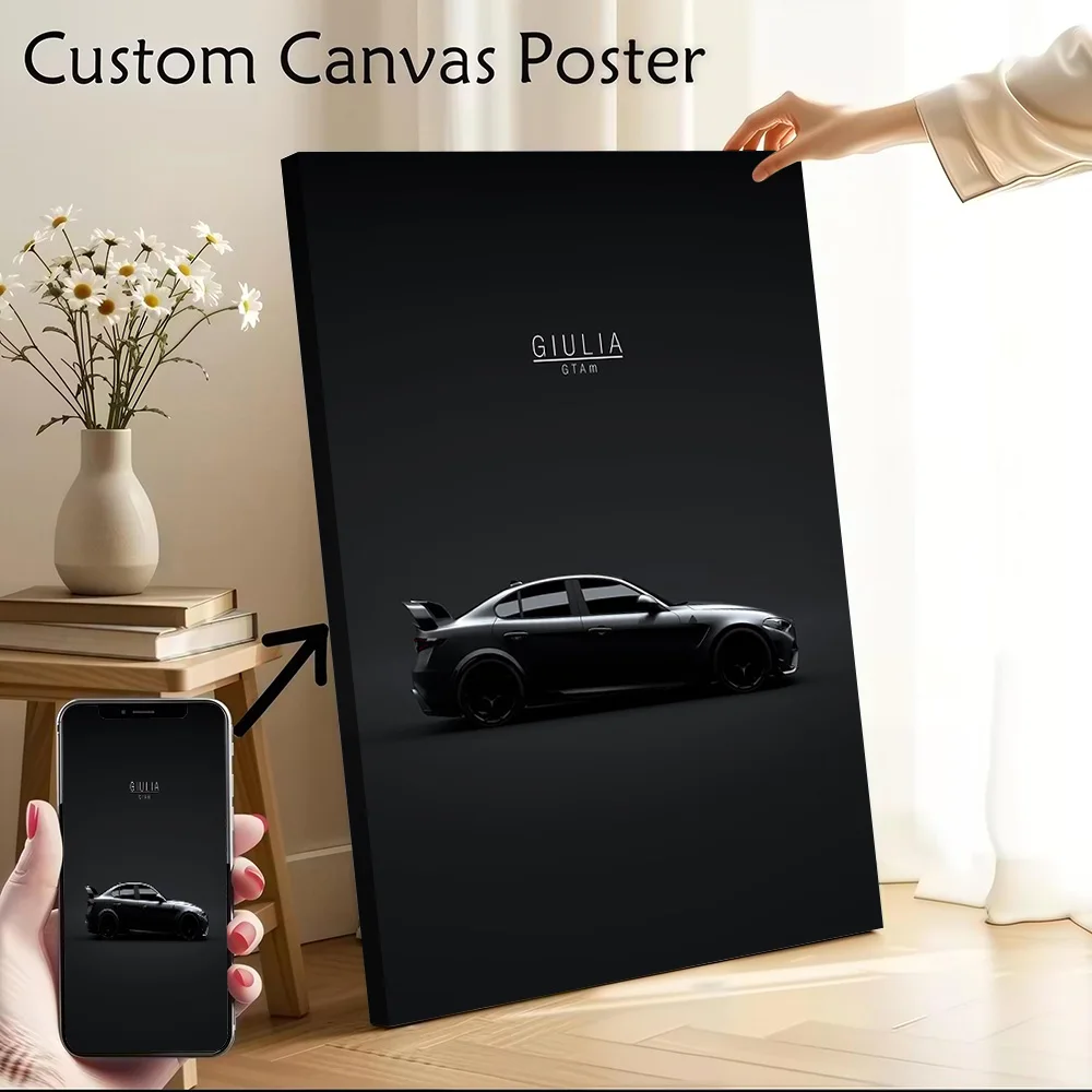 Romeo Car Giulia GTAm Canvas Poster Customizable Pictures Wall Art Canvas Painting for Decorative Picture Living Room Decoration
