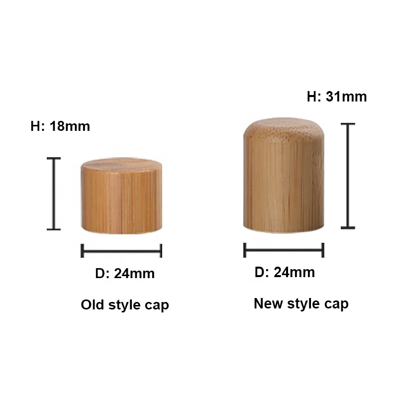 100Pcs Bamboo Wooden Euro Dropper Caps Screw Cap Essential Oil Bottle Lid with drop plug 18/410 for 18mm Essential Oil Bottles