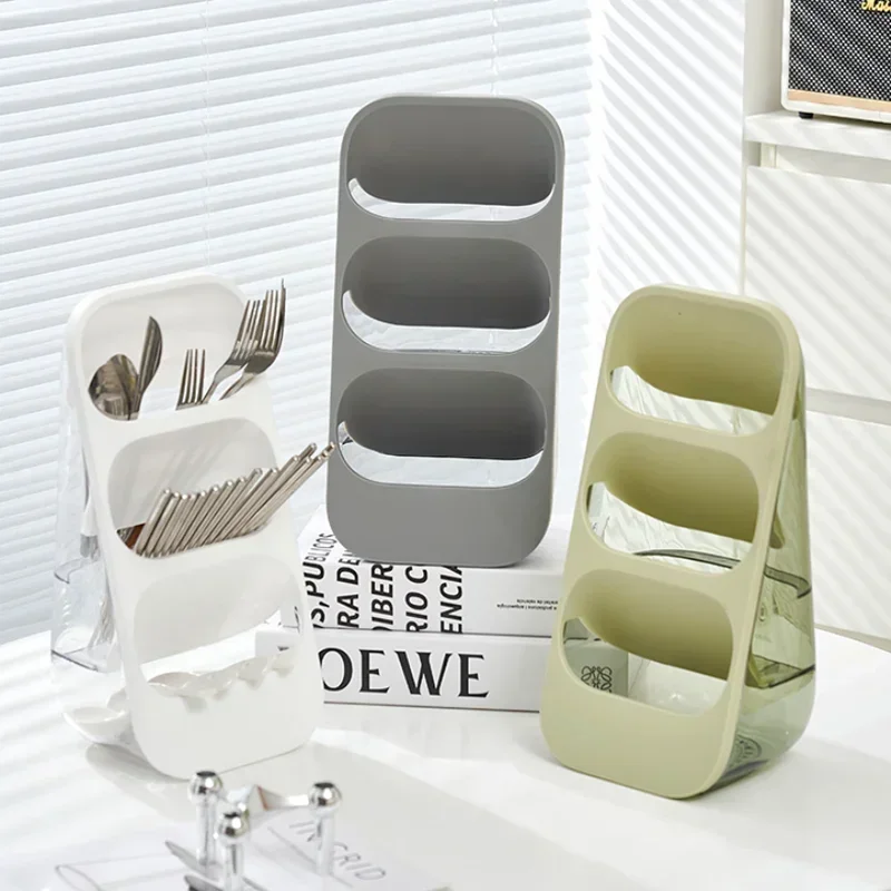 

Container Kitchen Chopsticks Cutlery Drawer Rack Fork Box Holder Spoon Organizer Drain Storage Box Tableware Separation 3-tier