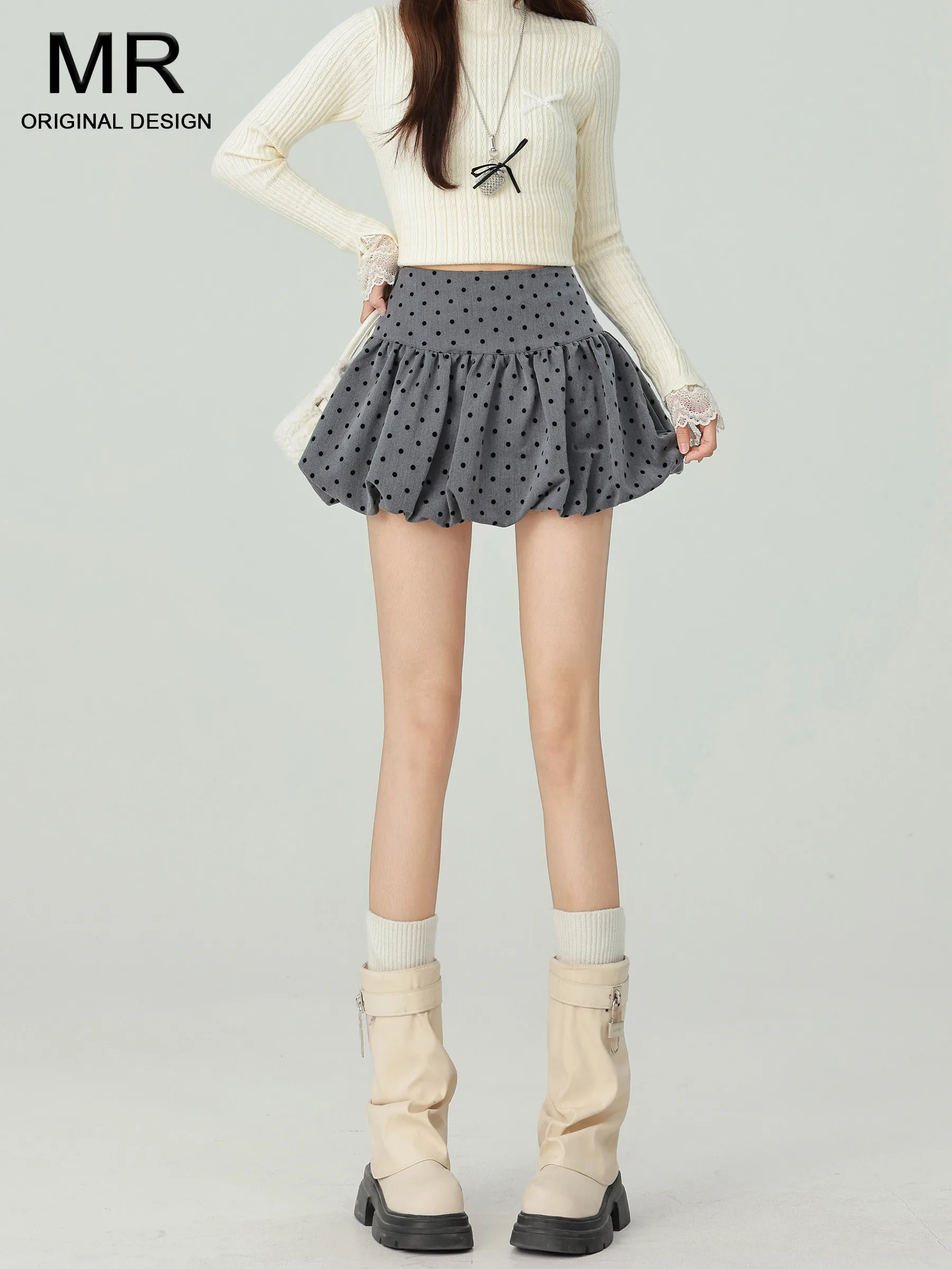 

Корейская женская летняя юбка А-силуэта с высокой талией, в горошек, с эффектом утяжки, не просвечивающая, повседневный стиль, плиссированная, из полиэстера.