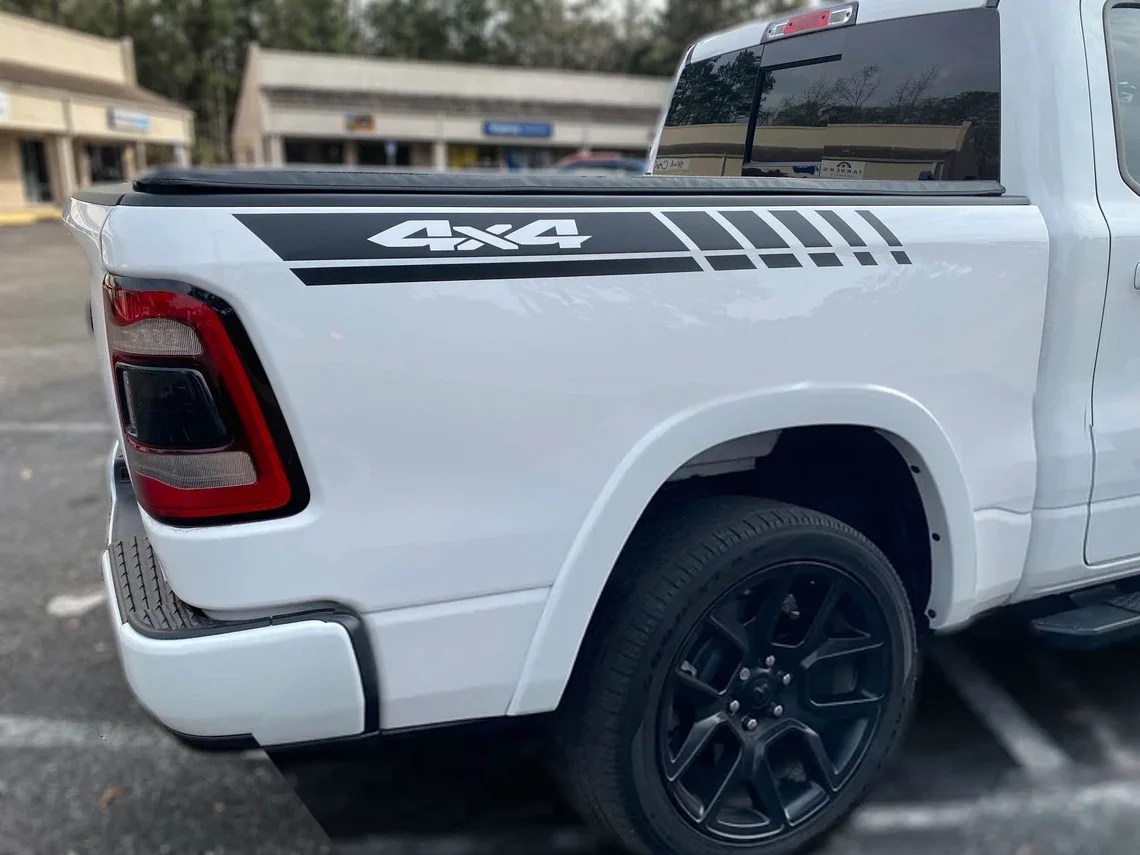 2PCS Side Bed Rail Car Stickers Stripes Vinyl Decals For Dodge Ram 1500 2009-2023 Graphics Stickers Auto Exterior Accessories view 4