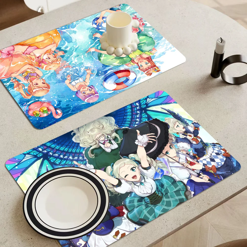 

Aikatsu Kitchen Dish Mat Absorbent Dining Table Mats Retro Non-slip Placemat Coffee Dish Tableware Mat For Home Decor